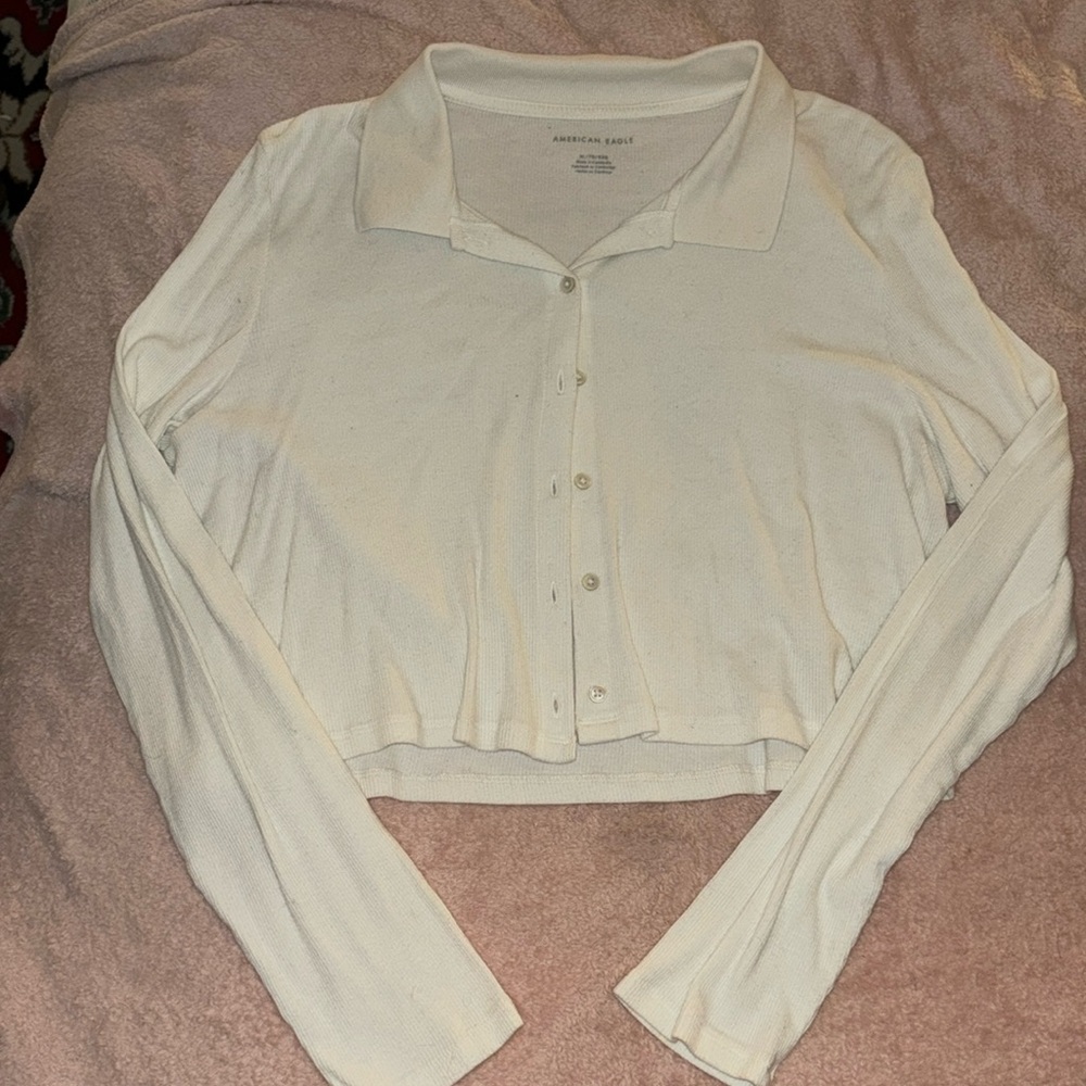 american eagle cropped collared shirt